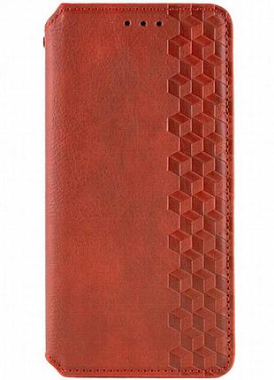 Кожаный чехол-книжка getman cubic (pu) для oppo a58 4g красный