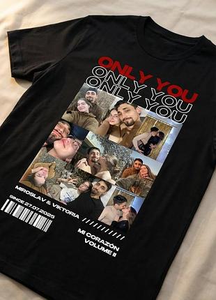 Футболка «only you» з власним фотоколажем | персоналізований подарунок l, чорний