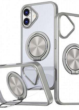 Tpu+pc чехол metal ring with magnetic fit для apple iphone 16 (6.1") серый