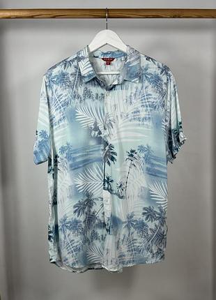 Guess los angeles blue hawaiian красива гавайська сорочка гавайка оригінал розмір xl
