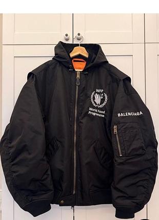 Куртка унісекс бомбер balenciaga x wfp чорний l