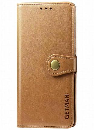 Кожаный чехол-книжка getman gallant (pu) для oppo a98 коричневый
