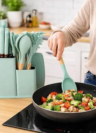 Набір кухонного приладдя 19 предметів kitchenware set зелений