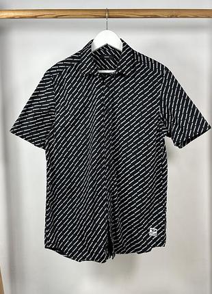 Diesel monogram black/white ефектна сорочка з монограмним дизайном розмір l