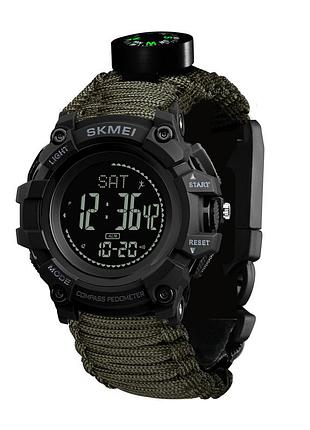 Чоловічий годинник skmei 1356agpk army green tactic compass