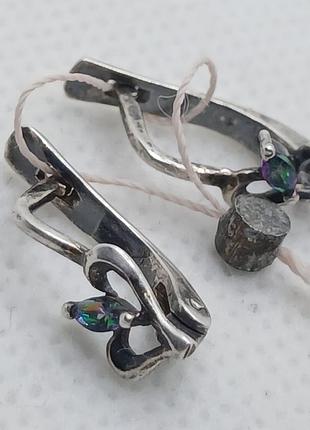 Серьги серебро мистик топаз 4