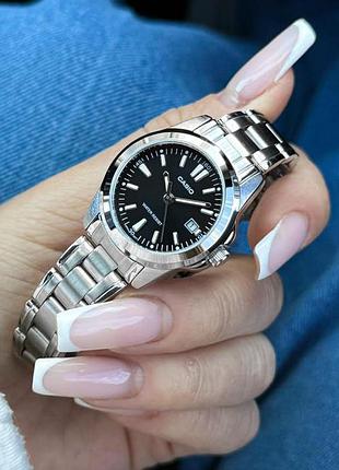 Жіночий годинник casio ltp-1215a-1a2 класичний сталевий з чорним циферблатом 3