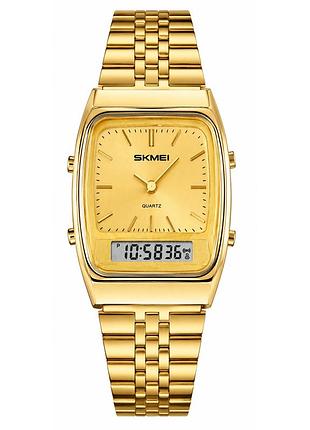 Мужские наручные часы skmei 2585gd gold в золотистом цвете со стальным браслетом