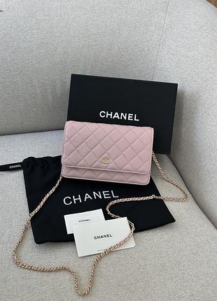 Сумка classic wallet on chain шанел pink/gold
