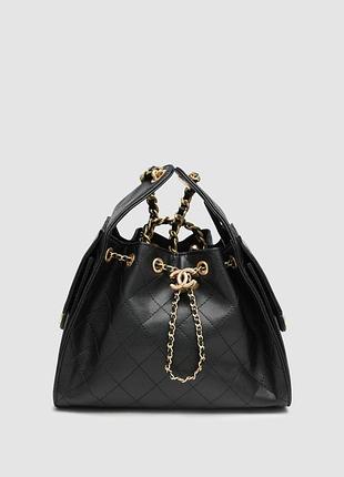 Сумка шанел 25 mini handbag in grained calfskin black/gold