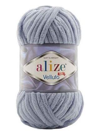 Пряжа velluto 87 5шт/уп вугільно-сірий 100% мікрополіестер 100г 68м тм alize