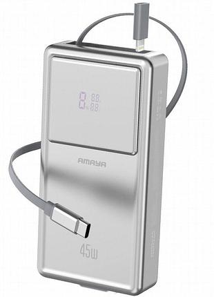 Портативное зу power bank amaya f231 45w with display and cable 20000 mah silver
