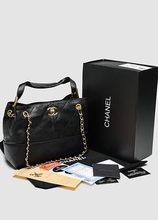 Сумка шанел shopping bag black/gold 2