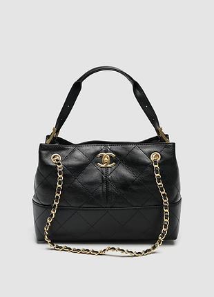 Сумка шанел shopping bag black/gold