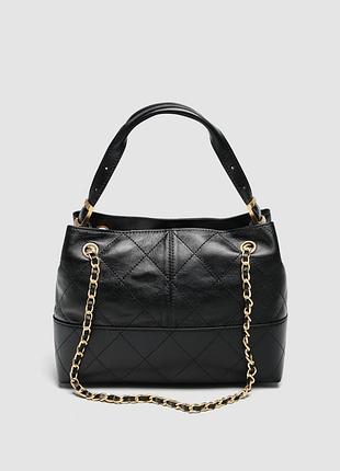 Сумка шанел shopping bag black/gold 4