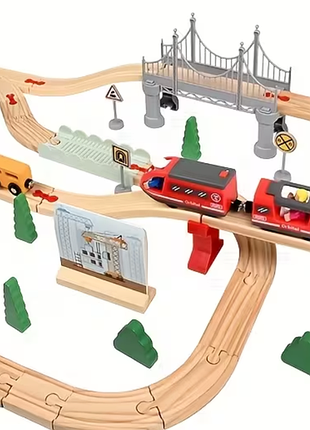 Деревянная железная дорога train track series au069-5 72 детали детский набор для строительства города