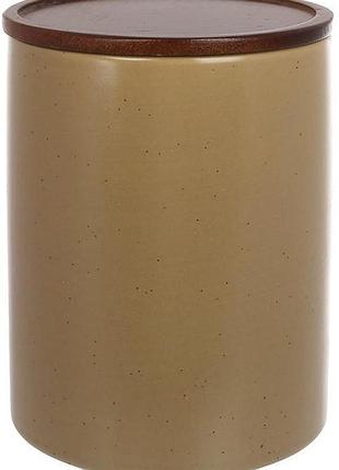 Банка кухонная "natural serving grey" 500мл фарфор с деревянной крышкой