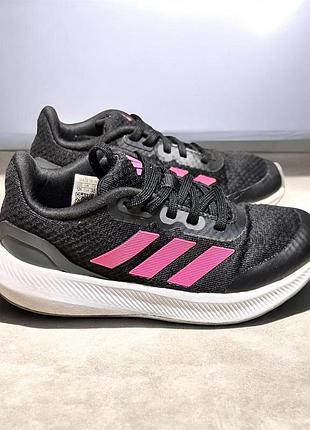 Кросівки для дівчинки adidas чорні з рожевим, розмір 30, довжина устілки 19 см, сітка