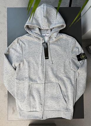 Кофта чоловіча stone island з капюшоном сіра