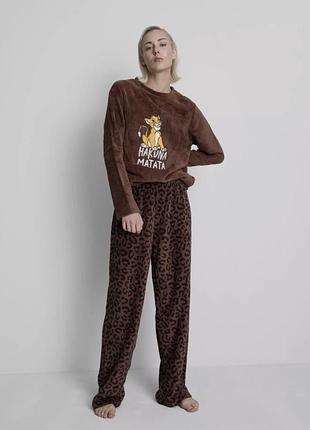 Піжама жіноча primark s-розмір коричнева з леопардовим принтом