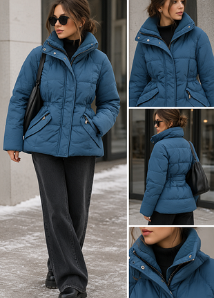 Тепла стьобана куртка — пуховик із кулісками zero arctic winter collection натуральний пух перо