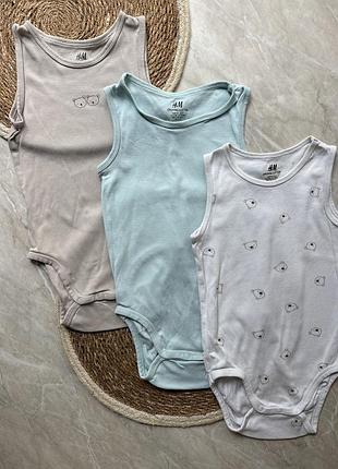 Боді майки 3 штуки на хлопчика 2-3 років h&m