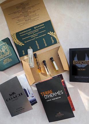 Пробники чоловічих парфумів 7 шт. coach hermès paco rabanne rhus midoria boss avon