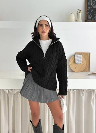 Накладний платіж ❤ 30% вовна турецький оверсайз кардиган кофта з високим воротом на змійці в коси