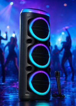Колонка bluetooth / акустична система з мікрофоном / караоке колонка з led-підсвічуванням