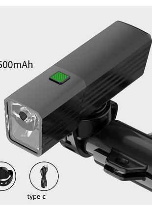 Велофонарь, индикация заряда, waterproof, li-ion аккум., зу type-c