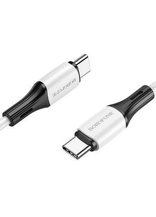 Кабель borofone type-c to type-c,,, silicone, silicone connectors, white ( )