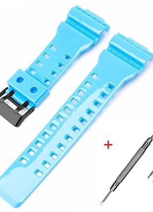 Ремешок для casio g-shock ga-100/110/120 light blue-glossy bk
