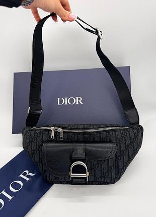 Dior saddle belt bag black oblique 23х17х3