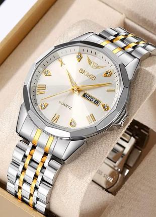 Часы наручные skmei, silver-gold-silver 2