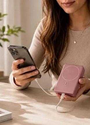 Павербанк power bank ts-5603 с беспроводной зарядкой 10000мач розовый