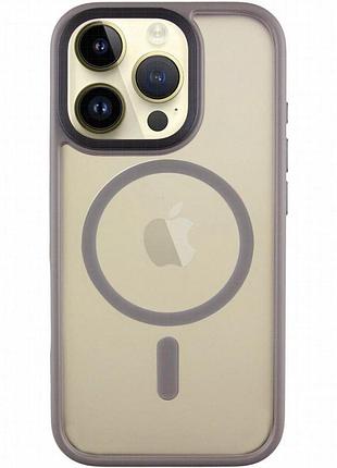 Tpu+pc чехол metal buttons with magnetic fit для apple iphone 16 pro (6.3") серый / grey