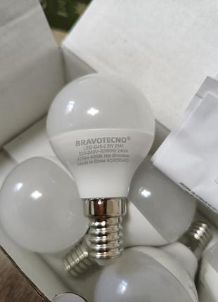 Светодиодные led лампы bravotecno g45 e14 2.5w (аналог 40w) 470 lm 4000k нейтральный белый свет - набор 6 шт.