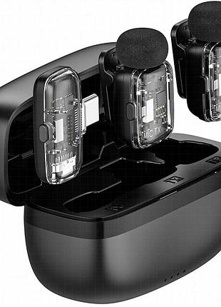 Петличный беспроводной микрофон wiwu wm008 dual-mic anc type-c black