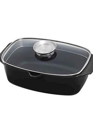 Гусятниця 5,6л black pro new з алюмінію з антипригарним покриттям з кришкою 55873 тм lessner