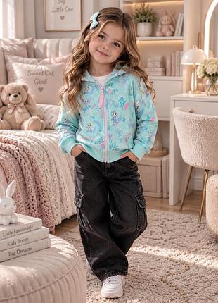Толстовка для дівчинки m&s frozen бірюзова на флісі 6-7 років
