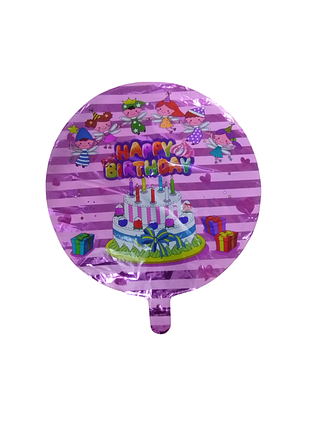Кругла фольгована куля з тортом happy birthday, см