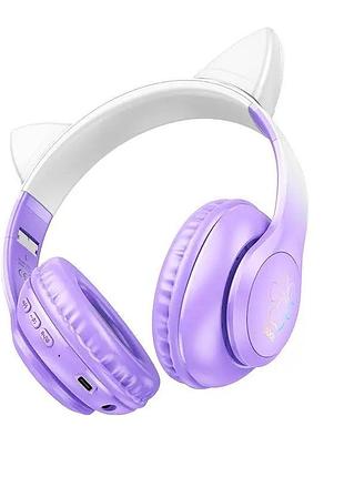Бездротові накладні навушники hoco cat ears bt headphones purple grape ( )