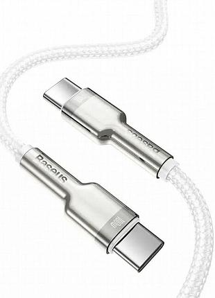 Дата кабель baseus cafule metal type-c to type-c 100w (1m) (catjk-c) белый 2