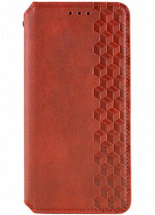 Кожаный чехол-книжка getman cubic (pu) для xiaomi redmi note 13 pro+ красный
