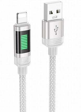 Дата кабель hoco u126 lantern 2.4a usb to lightning (1.2m) gray