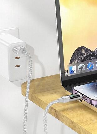 Дата кабель hoco u126 lantern 2.4a usb to lightning (1.2m) gray 4