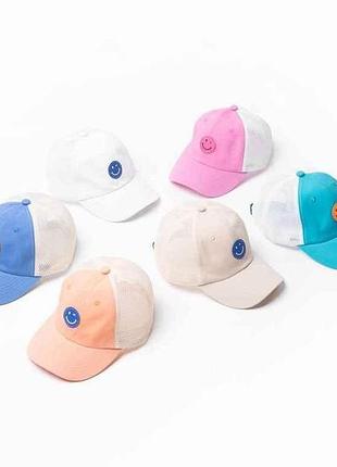 Кепка молочный коттон с сеткой смайл арт.8569 р.52-54 тм glory kids