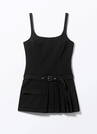 Нове джинсове плаття monki belted pleated mini dress — s