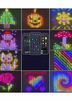 Розумна світлодіодна гірлянда-штора роса rgb 2х2 м, led, usb, керування зі смартфона