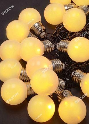 Лампочки 50мм матовые, led черн/провод 7м, белый теплый